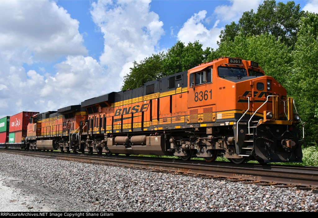 BNSF 8361 Sits tied down on the Brookfield Sub.